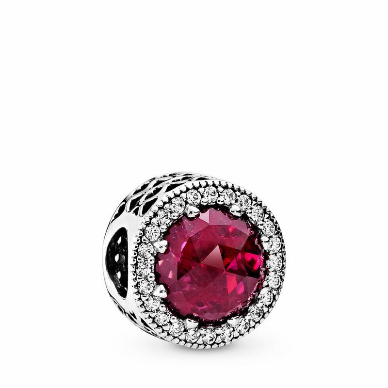 Pandora Sparkling Cerise Pink Charm - Sterling Silver/Pink/Mixed Stones - Canada | GA9635UO